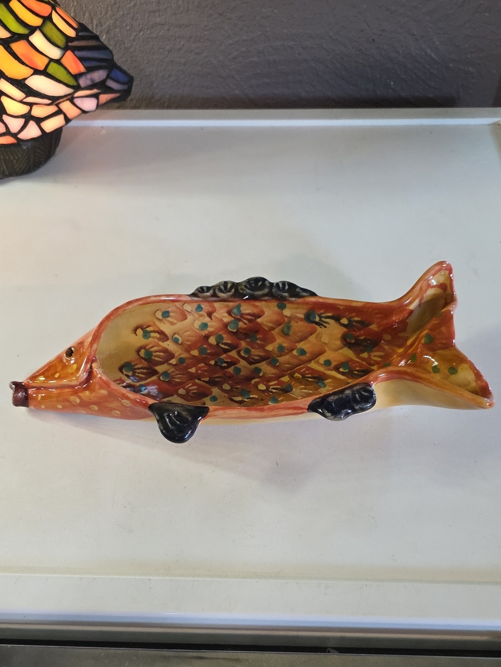 Vintage Italian Ceramic Fish Dish – Hand-Painted Mid-Century Art Pottery
